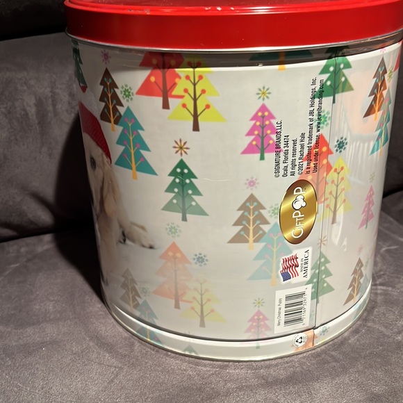 Merry Christmas Santa Dog Golden Retriever popcorn tin Empty storage decoration - Picture 4 of 9